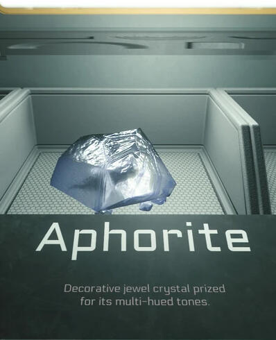 Aphorite Gem in a display