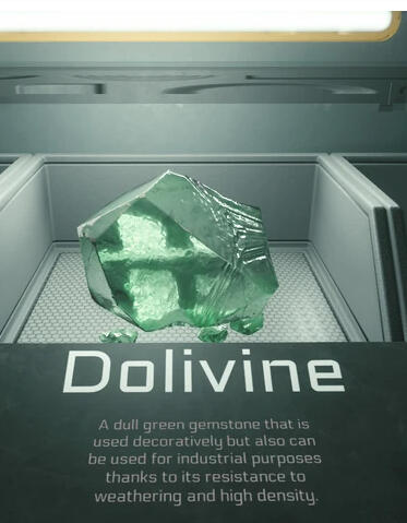 Dolivine gem on display